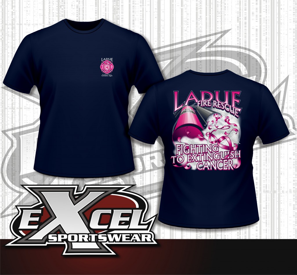 Custom T-shirt design for breast cancer awareness for Ladue Fire Rescue.