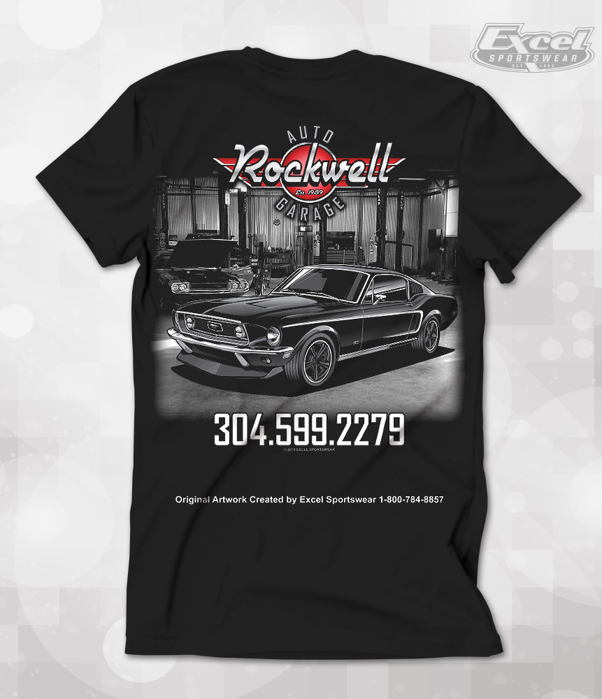 Excel Sportswear Custom T-shirt Design Rockwell Auto Garage