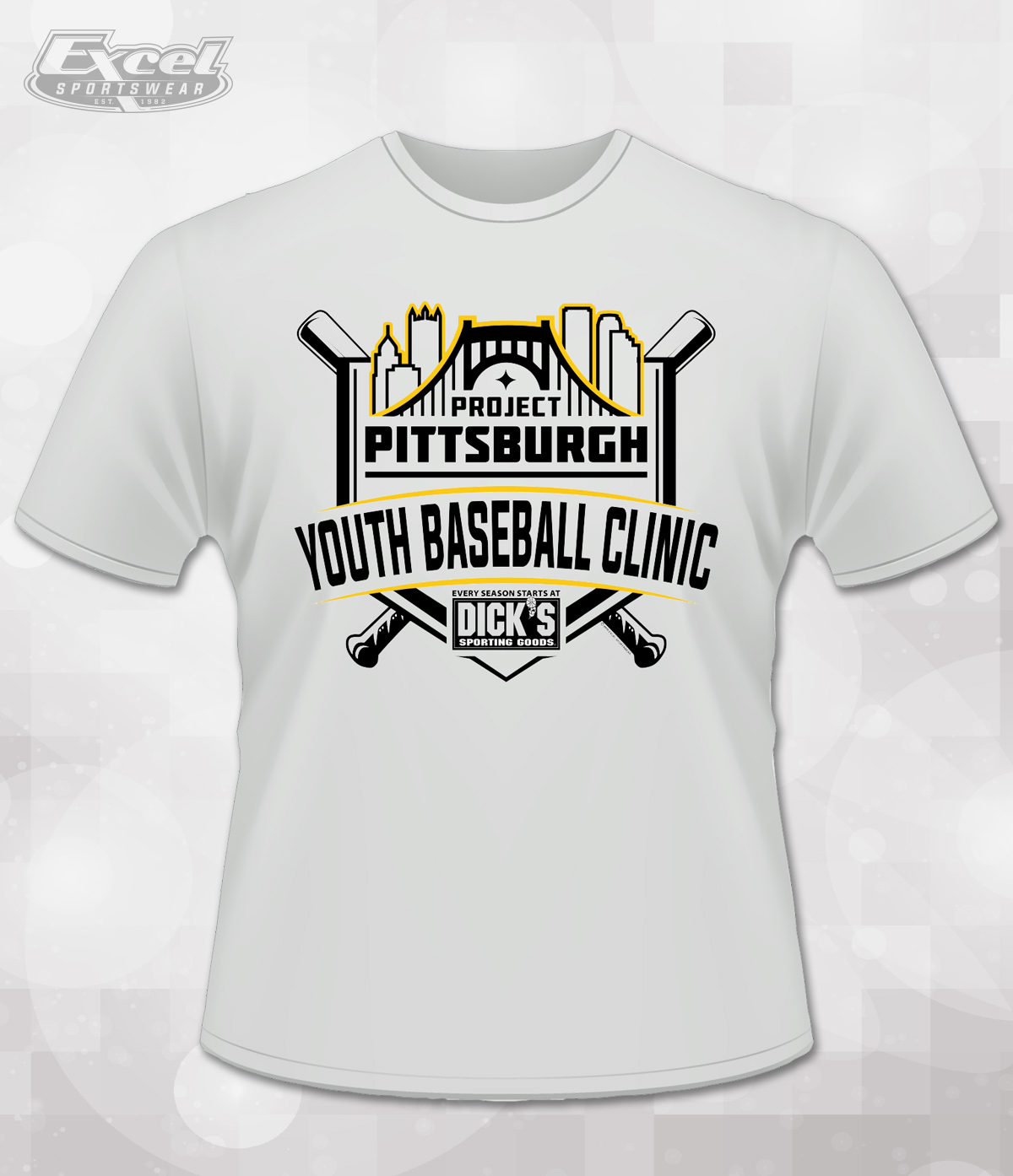 Excel Sportswear's Design of the week Project Pittsburgh's Youth Baseball Clinic
