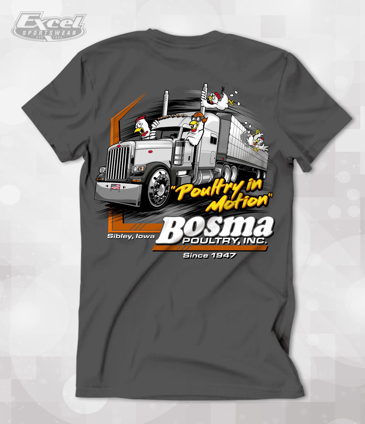 Custom Hand drawn apparel design for Bosma Poultry Inc.
